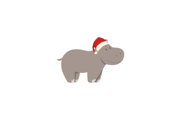 Animals Hippo Wearing Christmas Hats Illustration Review