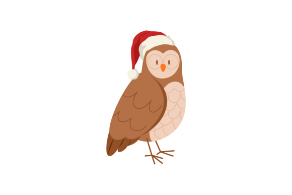 Animals Owl Wearing Christmas Hats Illustrations