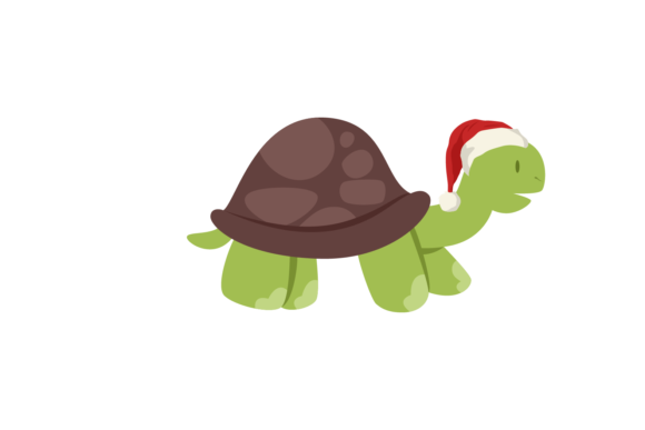 Animals Turtle Wearing Christmas Hats Illustrations