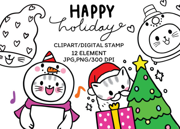 Christmas Cats Illustrations for Local Business Branding