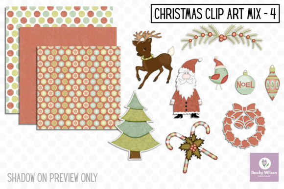 Christmas Clip Art Mix Set 4 Illustrations