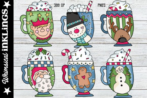 Christmas Cocoa Cups Illustrations