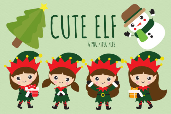 Christmas Elf Character Clipart for Digital Sellers