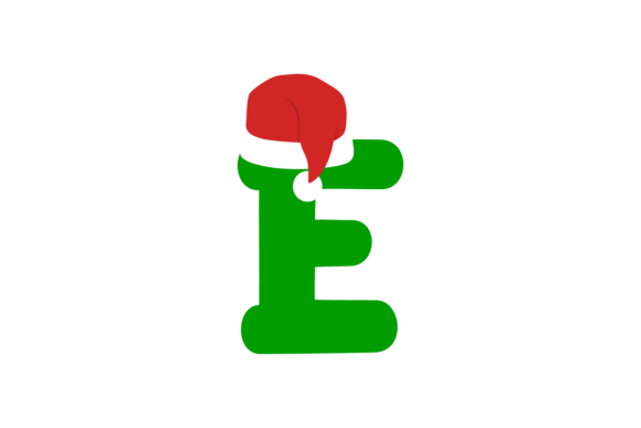 Christmas Hat Alphabet Green Font E Illustrations