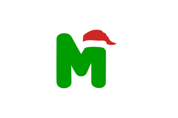 Christmas Hat - Alphabet Green Font M Illustrations