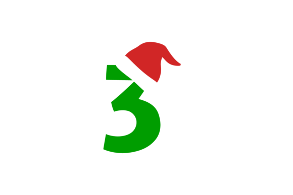 Christmas Hat Alphabet Green Number 3 Illustrations