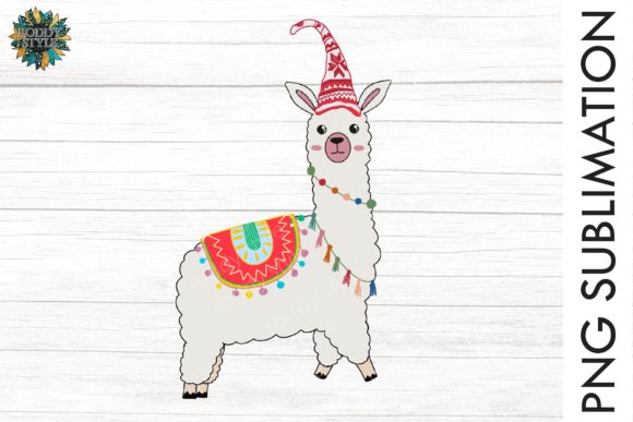 Christmas Llama Illustration Graphic Sub