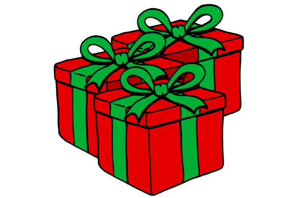 Christmas Presents Cartoon Sticker Illustrations