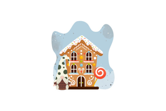 Christmas Town with Gnome Illustrations