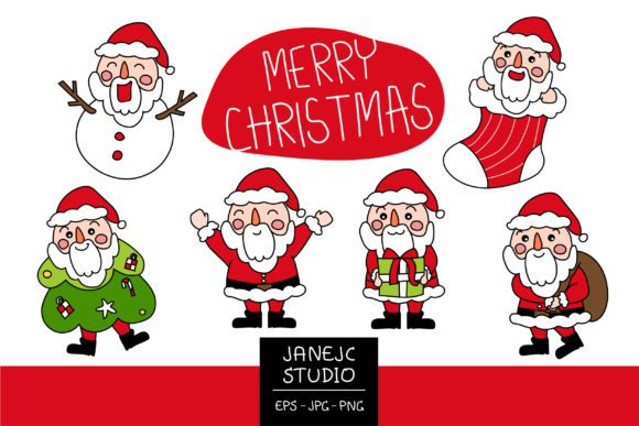 Christmas with Funny Santa Illustrations