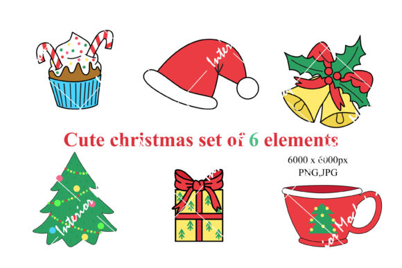 Cute Christmas 6 Elements Illustrations