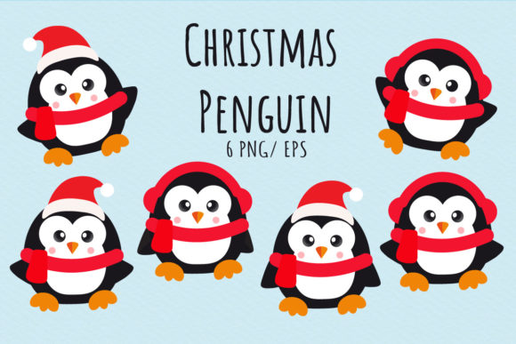 Cute Christmas Penguin Illustrations