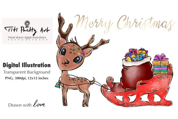 Merry Christmas Deer Sublimation PNG Illustrations