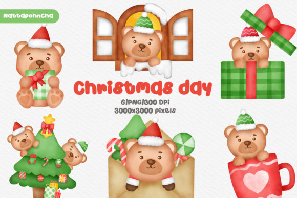Watercolor Christmas Bear Clipart for Blog and Website Design