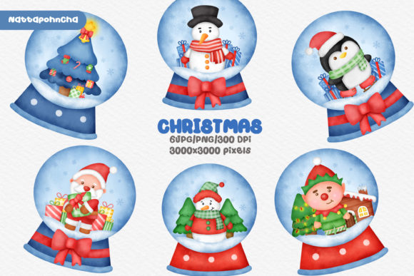 Watercolor Christmas Snow Globe Clipart for Editorial & Web Design