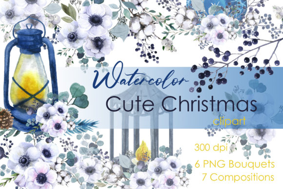 Watercolor Holiday Christmas Decor Illustrations