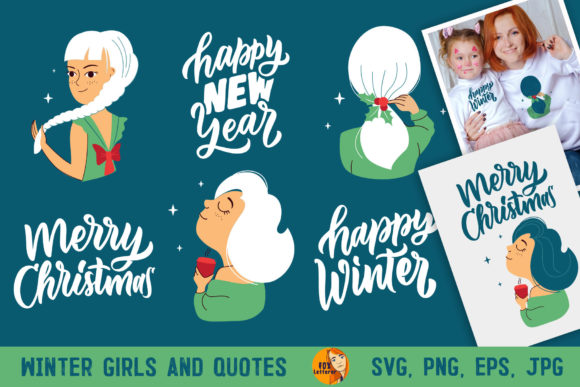 Winter Girls. Christmas Woman Bundle Illustrations